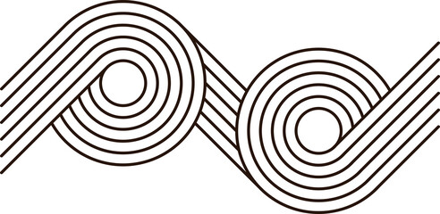Circles and stripy shape, zen figures