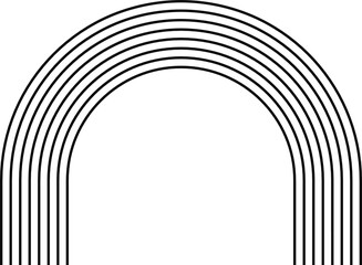 Rainbow or arc, geometric stripy zen shape