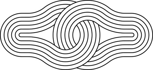 Linked abstract stripy zen shape figures