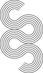 Nordic semicircles design, stripy zen shape
