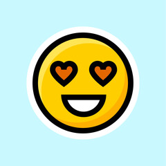 Yellow emoji icon with black outline vector illustration