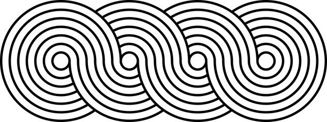 Fototapeta na wymiar Circles linked together, stripy zen shape