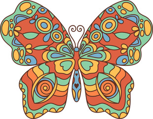 Retro groovy butterfly flaunts whimsical patterns