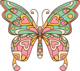 Retro groovy butterfly vibrant hues dance on wings