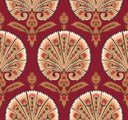 Mughal decorative motif seamless pattern