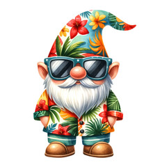 Obraz premium Gnomes, eggs, paradise gnome, summer theme and easter egg Watercolor clipart for easter holiday