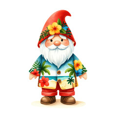 Obraz premium Gnomes, eggs, paradise gnome, summer theme and easter egg Watercolor clipart for easter holiday