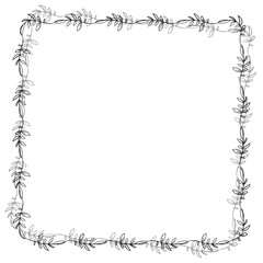 Vector drawn floral frame on white background