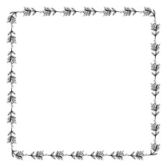 Vector drawn floral frame on white background