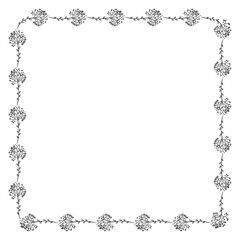 Vector drawn floral frame on white background