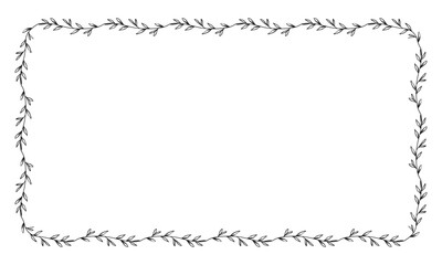 Vector drawn floral frame on white background