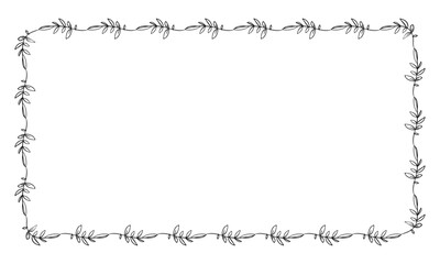 Vector drawn floral frame on white background