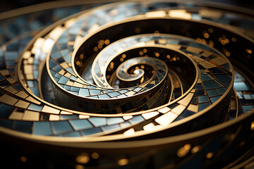 An image of a geometric pattern, with a golden spiral at its center, representing mathematical beauty.