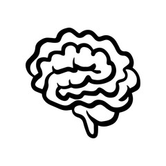 Vector simple brain icon black lines on a white background