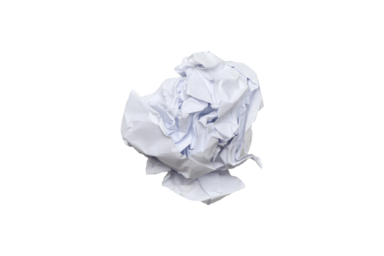 zmięta kulka białego papieru na przezroczystym tle, png