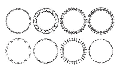 Vector collection of round vintage frames