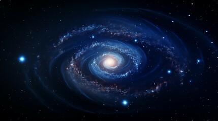 Majestic Spiral Galaxy with Stars and Cosmic Dust in Space