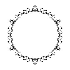 Vector decorative floral round element on white background