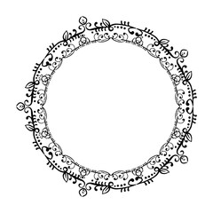 Vector decorative floral round element on white background