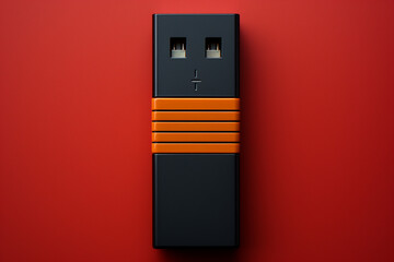 A minimalistic geometric version of a USB drive, using rectangles and small squares.