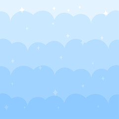 Vector cute blue clouds background with star elements