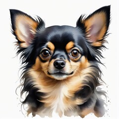 Watercolor black and tan chihuahua dog