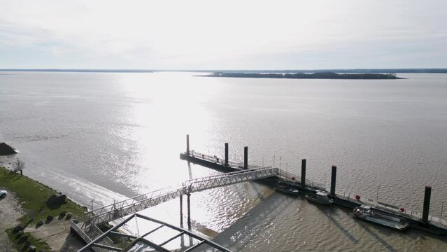 Blaye riverfront docks, Bordeaux, France - aerial panoramic