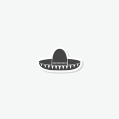 Mexican Sombrero hat icon sticker isolated on gray background