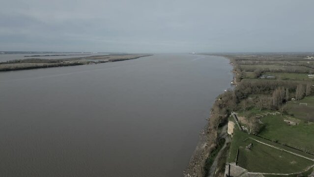 Gironde estuary from Citadelle de Blaye, France - aerial