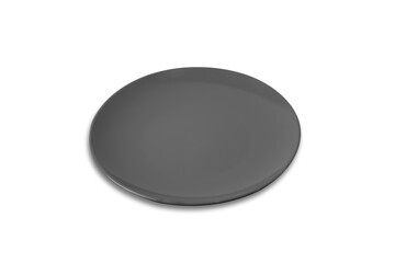 Silver dark plate isolated on transparent background