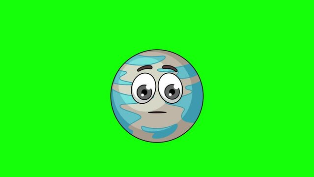 planet character with a raised eyebrow, skeptic's face