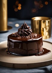 Chocolate dessert with nut topping on a plate