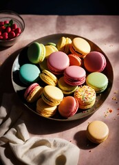 Colorful macarons on a plate