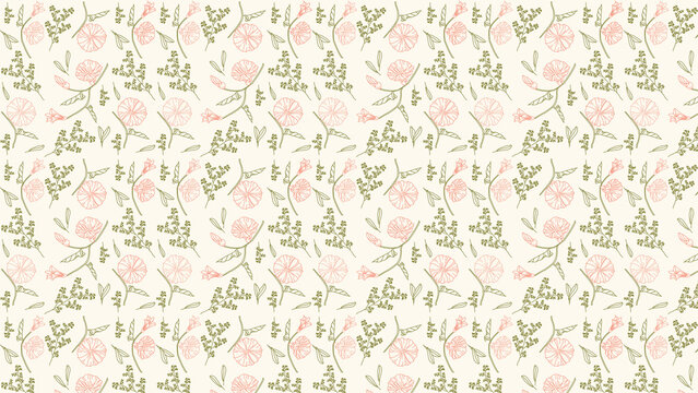 seamless pattern with pink flowers design print patter