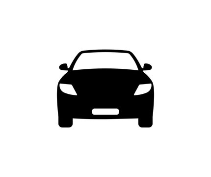 Car icon. Car symbol frontal car icon. Transport icon. Automobile silhouette front view. Sedan car, vehicle or automobile symbol on white background vector design and illustration.
