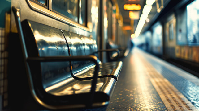 The Calm Before The Rush, An Empty Train Carriage In The Soft Morning Light.