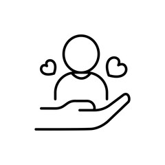 Influencer love outline icons, minimalist vector illustration ,simple transparent graphic element .Isolated on white background