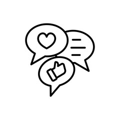 Chat reaction outline icons, minimalist vector illustration ,simple transparent graphic element .Isolated on white background