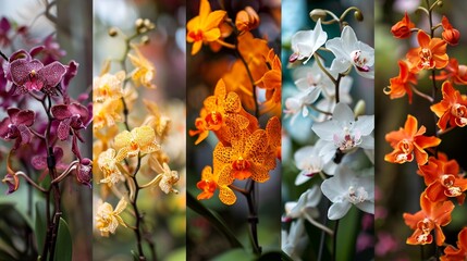 A Coastal Collage of Various Orchid Species Showcasing Beauty - AI Generative