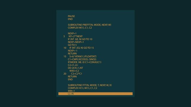 Developer Software Code Mock-up with Generic Programming Language. Dark Interface with Running Code for GPS Coordinates. Night Mode Template for Computer Displays and Laptop Screens
