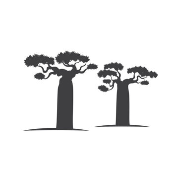 illustration of baobab tree, vector art.