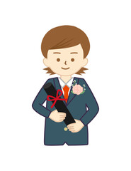 卒業証書を持って制服姿で微笑む女の子②