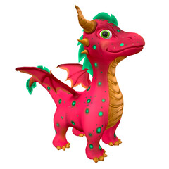 Cheerful little pink dragon symbol of 2024