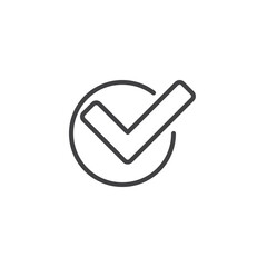 Button with check mark line icon