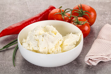 Soft Philadephia cheese in the bowl