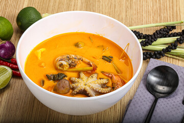 Thai Tom Yum soup with seafood