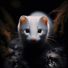 A mesmerizing of a white mink in its natural environment