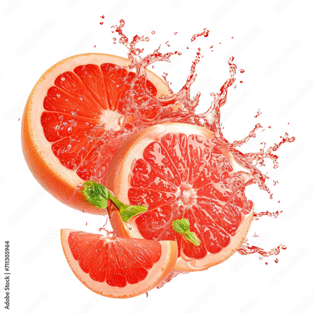 Poster red grapefruit juice splash