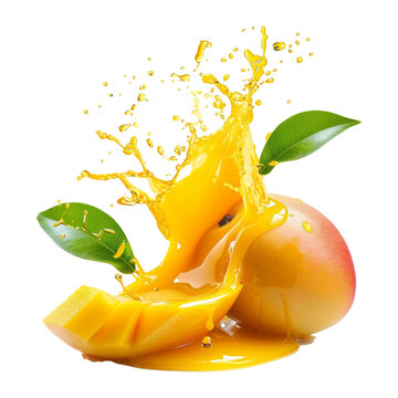 mango in juice splash