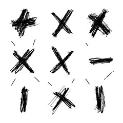 A set of vector hand drawn cross signs or X marks scribbles - obrazy, fototapety, plakaty